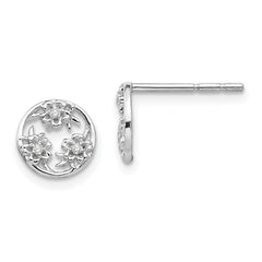 White Ice Sterling Silver Rhodium-plated Diamond Flower Post Earrings