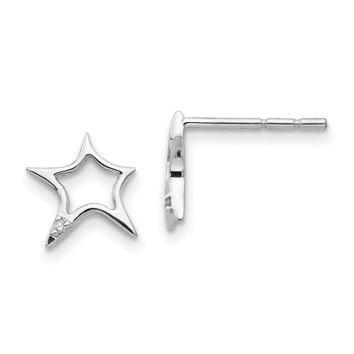 White Ice Sterling Silver Rhodium-plated Diamond Star Post Earrings