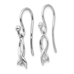 White Ice Sterling Silver Diamond Awareness Ribbon Dangle Earrings Gift-Ready