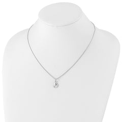 Sophia Jewelers White Ice Sterling Silver Diamond Teardrop Necklace with Extender