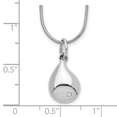 Sophia Jewelers White Ice Sterling Silver Diamond Teardrop Necklace with Extender