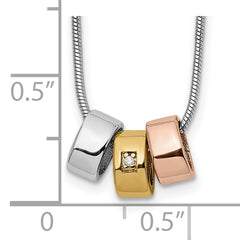 Sophia Jewelers Sterling Silver Two-Tone Diamond Necklace with Extender