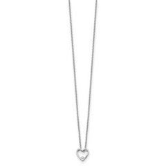 Sophia Jewelers Sterling Silver Diamond Heart Necklace with Rhodium Finish