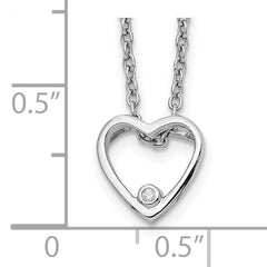 Sophia Jewelers Sterling Silver Diamond Heart Necklace with Rhodium Finish