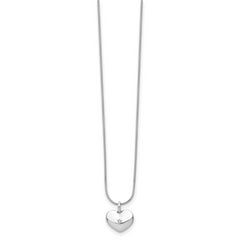 White Ice Sterling Silver Diamond Heart Necklace with Rhodium-Plated Finish