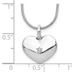 White Ice Sterling Silver Diamond Heart Necklace with Rhodium-Plated Finish