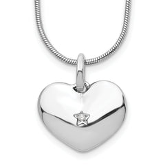 White Ice Sterling Silver Rhodium-plated 18 Inch Diamond Heart Necklace with 2 Inch Extender