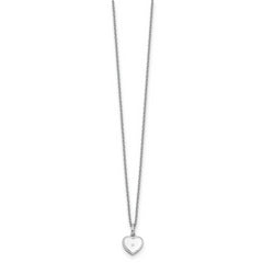 Sophia Jewelers 925 Sterling Silver Diamond Heart Necklace with Polished Rhodium Finish