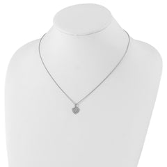 Sophia Jewelers 925 Sterling Silver Diamond Heart Necklace with Polished Rhodium Finish