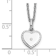 Sophia Jewelers 925 Sterling Silver Diamond Heart Necklace with Polished Rhodium Finish