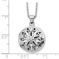 White Ice Sterling Silver Diamond Star Locket Necklace with Extender