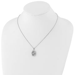 White Ice Sterling Silver Diamond Locket Necklace with Rhodium Finish