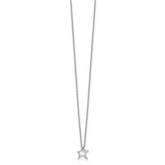 Sophia Jewelers Sterling Silver Diamond Star Necklace with Polished Rhodium Finish
