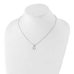 Sophia Jewelers Sterling Silver Diamond Horseshoe Necklace with Rhodium Finish