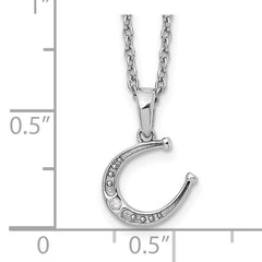 Sophia Jewelers Sterling Silver Diamond Horseshoe Necklace with Rhodium Finish