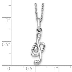 Sterling Silver Diamond Musical Necklace with Rhodium Polish and Gift Box