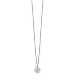 White Ice Rhodium-Plated Diamond Clover Necklace with Extender