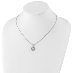 Sophia Jewelers White Ice Rhodium-Plated Sterling Silver Diamond Flower Necklace