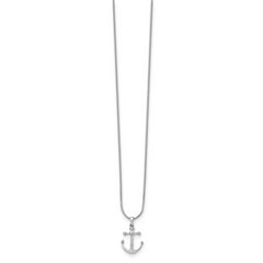 Sophia Jewelers Sterling Silver Diamond Anchor Necklace with Extender Gift Ready