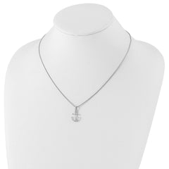 Sophia Jewelers Sterling Silver Diamond Anchor Necklace with Extender Gift Ready