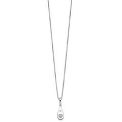 White Ice Sterling Silver Rhodium-plated 18 Inch Diamond Heart Teardrop Necklace with 2 Inch Extender