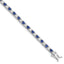 Blue Glass and Cubic Zirconia Bracelet in Sterling Silver, 3mm, 7 Inch - Sophia Jewelers