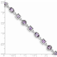 Sterling Silver Rhodium-plated Amethyst Bracelet