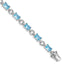 Clear and Blue Emerald-Shape Cubic Zirconia Bracelet in Sterling Silver, 7.5 Inch - Sophia Jewelers