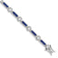 Sterling Silver Rhodium-plated Blue Glass and CZ 7.25 inch Bracelet