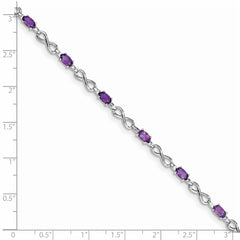 Sterling Silver Rhodium-plated Amethyst Bracelet