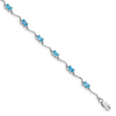 Sterling Silver Rhodium-plated Blue Topaz Bracelet