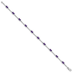 Sterling Silver Rhodium-plated Amethyst Bracelet