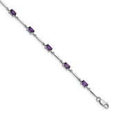 Sterling Silver Rhodium-plated Amethyst Bracelet
