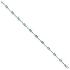 Sterling Silver Rhodium-plated Blue Topaz Bracelet