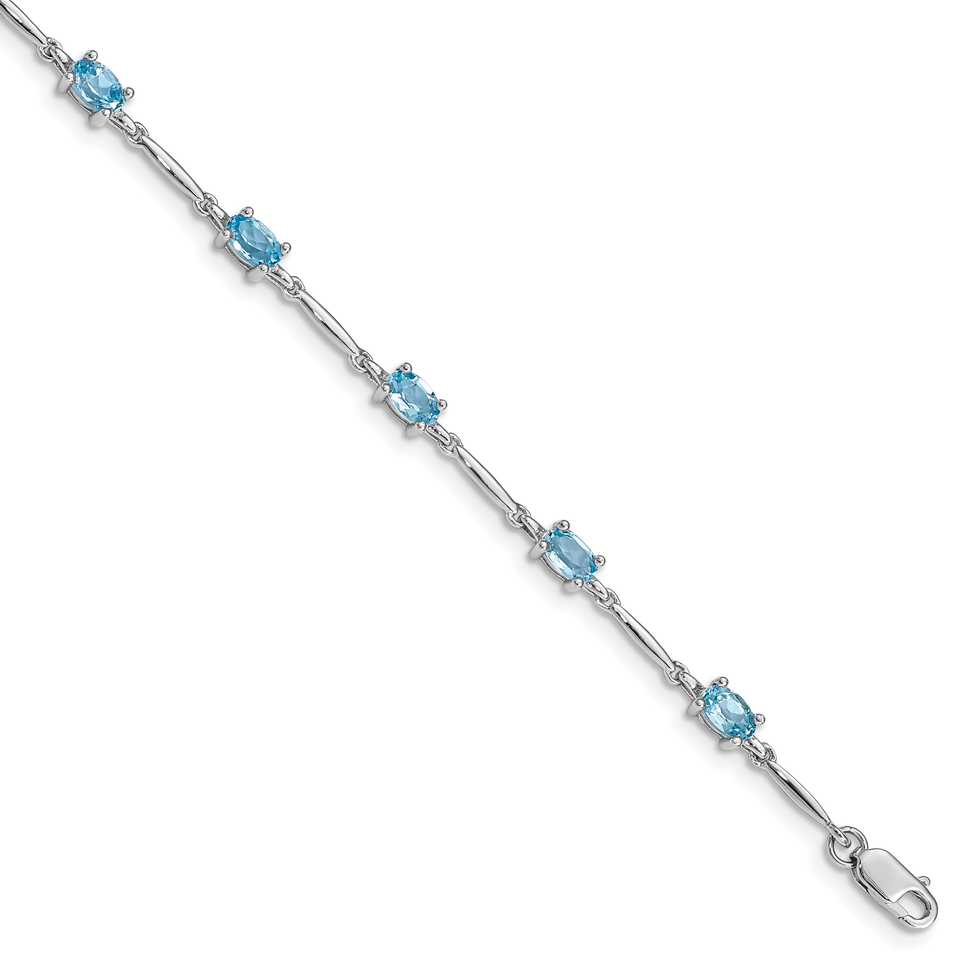 Sterling Silver Rhodium-plated Blue Topaz Bracelet