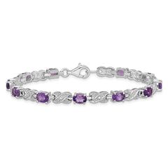 Sterling Silver Rhodium-plated Amethyst Bracelet