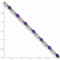 Sterling Silver Rhodium-plated Amethyst Bracelet