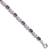 Sterling Silver Rhodium-plated Amethyst Bracelet