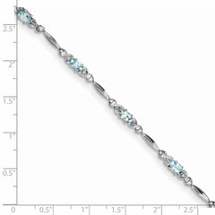 Sterling Silver Rhodium-plated Aquamarine and Diamond Bracelet