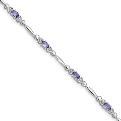 Sterling Silver Rhodium-plated Tanzanite and Diamond Bracelet