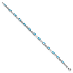 Sterling Silver Rhodium-plated Blue & White Topaz Bracelet