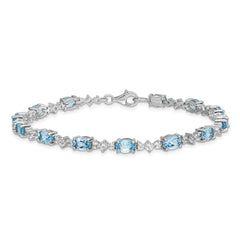 Sterling Silver Rhodium-plated Blue & White Topaz Bracelet