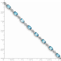 Sterling Silver Rhodium-plated Blue & White Topaz Bracelet