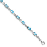 Sterling Silver Rhodium-plated Blue & White Topaz Bracelet