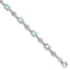 Alternating Oval Cluster Aquamarine & Diamond Bracelet in Sterling Silver (0.01 ct. tw.), 7 Inch - Sophia Jewelers