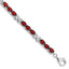 Oval Bezel Garnet Bracelet in Sterling Silver, 5mm, 7 Inch - Sophia Jewelers