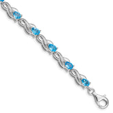 Sterling Silver Rhodium-plated Blue Topaz Bracelet