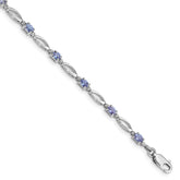 Sterling Silver Rhodium Plated Diamond and Tanzanite Bracelet