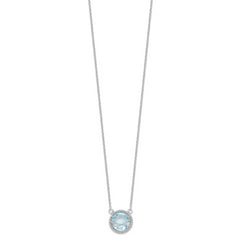 Sterling Silver 925 Blue Topaz Necklace with Rhodium-Plating Elegance