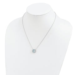 Sterling Silver 925 Blue Topaz Necklace with Rhodium-Plating Elegance